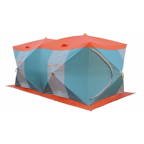 Палатка для рыбалки Митек Нельма Куб-4 Люкс профи, оранжевый/голубой