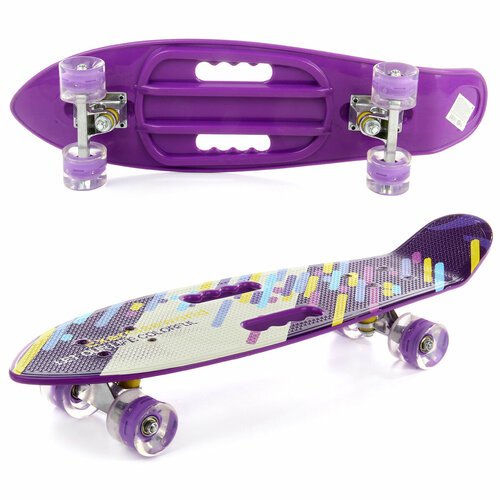 Детский скейтборд 65*20 см, светящиеся PU колеса, Veld Co / Пенни борд / Пластиковая доска для катания, ручки для переноса