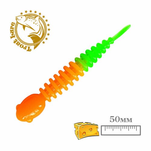 Силикон TROUT LURE (SANSAN) в банке, GOLOVASTIK 50, СЫР, COL. 24 (Orange-Green), (12шт)