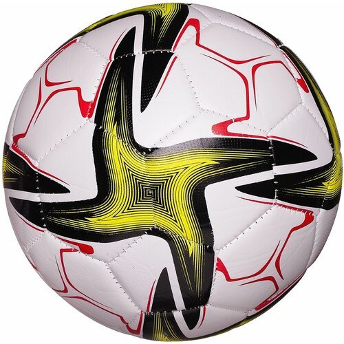 Футбольный мяч Junfa белый с желто-черными звездами 22-23 см