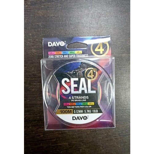 Плетёнка для рыбалки Dayo Seal 100m X4 мультиколор/13lb, 0,12мм 5,70кг/Плетенка для рыбалки Дайо