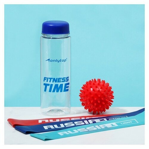 Набор для фитнеса 'Россия': 3 фитнес-резинки, бутылка для воды, массажный мяч
