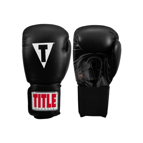 Боксерские перчатки TITLE Leather Elastic Training Gloves 2.0 Black (16 унций)
