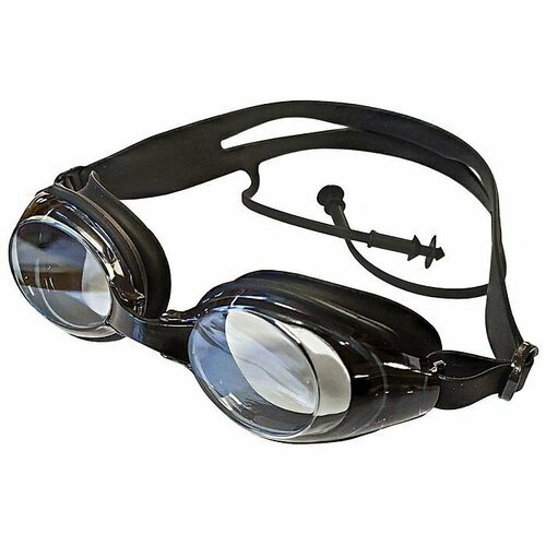 Очки для плавания SPORTEX взрослые, с берушами, мягкая переносица (черный)
