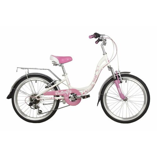 Детский велосипед Novatrack Butterfly 6 sp. 20' (2022) 20 Бело-розовый (115-128 см)