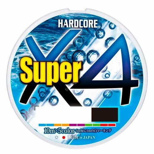 Duel/Yo-zuri, Шнур PE Hardcore Super X4, 300м, 0.15мм, 6.4кг, 0.8, мультиколор, арт. H4310-5C