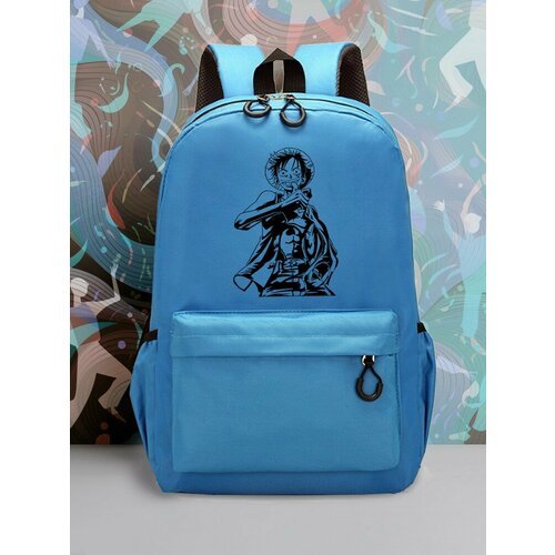 Большой голубой рюкзак с DTF принтом аниме Ван Пис - 2450
