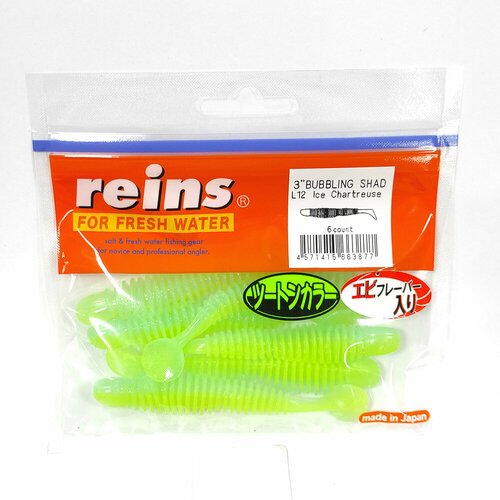 Силиконовая приманка REINS BUBBRING SHAD 3' Цв. L12 Ice Chartreuse