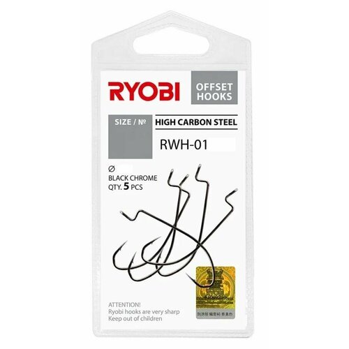 Крючок офсетный рыболовный RYOBI RWH-01 №1/0 ( упк. по 5шт.)