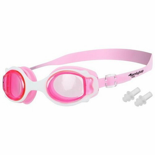 Очки для плавания детские беруши, цвет розовый