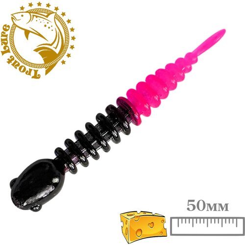 Силикон TROUT LURE (SANSAN) в банке, GOLOVASTIK 50, СЫР, COL. 17 (Black-Pink), (12шт)