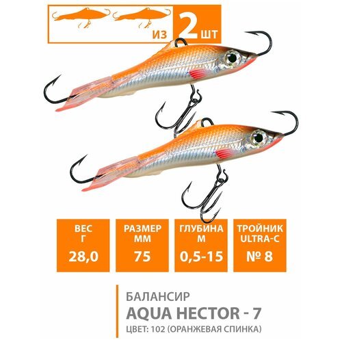Балансир для зимней рыбалки AQUA Hector-7 75,0mm, вес - 28,0g, цвет 102 (набор 2 шт)