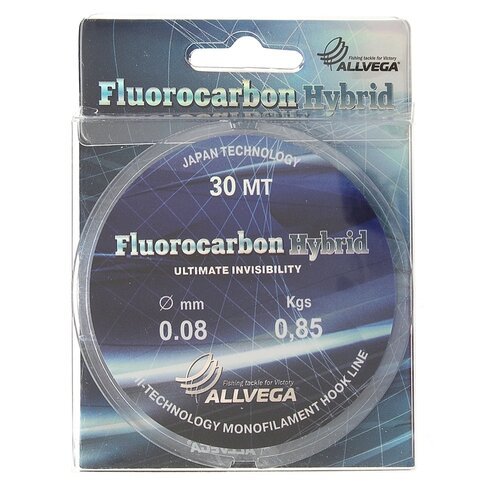 Флюорокарбоновая леска ALLVEGA Fluorocarbon Hybrid d=0.08 мм, 30 м, 0.85 кг, прозрачный, 1 шт.