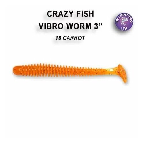 Силиконовая приманка мягкая съедобная Crazy Fish Vibro Worm 3' 75 мм 11-75-18-6 5 шт.