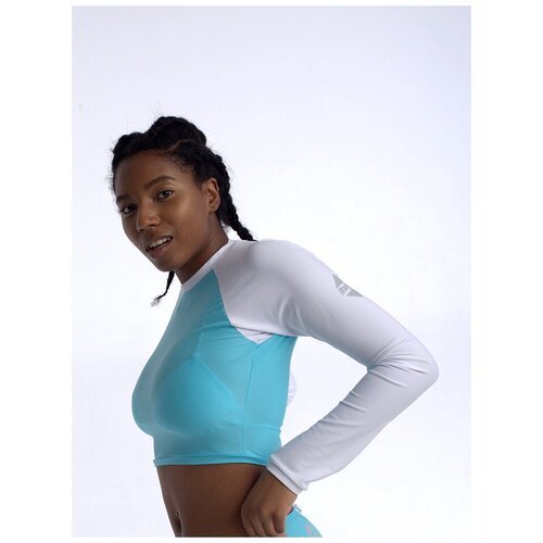 Гидромайка для плавания Dallas Activewear (Лайкра с длинным рукавом, укороченная, размер One size 40-44, бело-голубой)