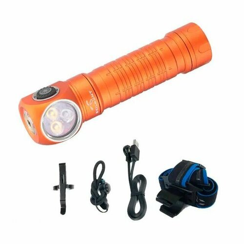 Налобный фонарь Skilhunt ESKTE H200 519A 1100-Люмен, красный и белый свет, 4500K High CRI R9080, Оранжевый