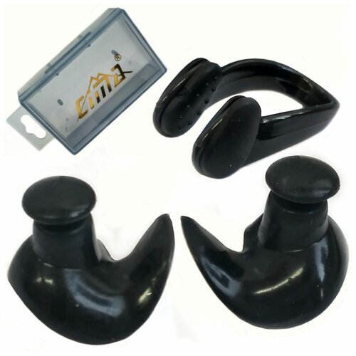 C33425-2 Комплект для плавания беруши и зажим для носа (черные)
