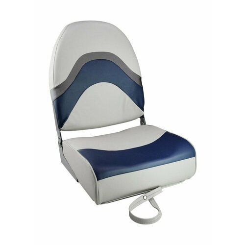 Кресло складное мягкое PREMIUM WAVE, цвет серый/синий