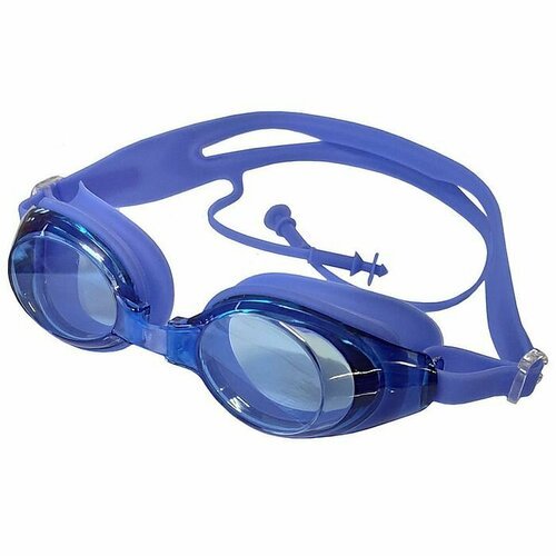 Очки для плавания SPORTEX взрослые, с берушами, мягкая переносица (синий)